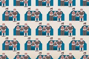 Colorful seamless pattern background with family illustration vector