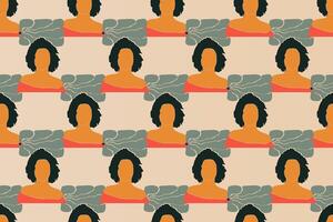 Floral girl seamless pattern illustration background vector