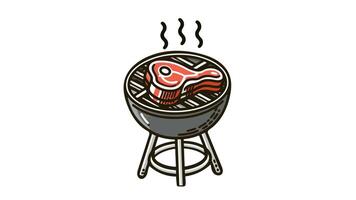 2d meat with grill looping animation with green screen. video