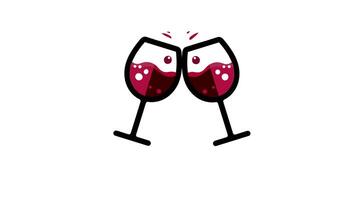 2d toasting wine animation with green screen. video
