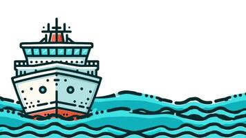 2d Ferry looping animation in ocean with green screen. video