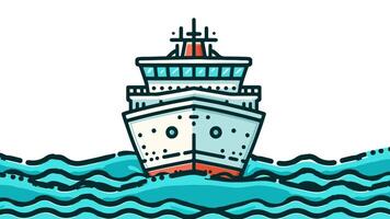 2d Ferry looping animation in ocean with green screen. video