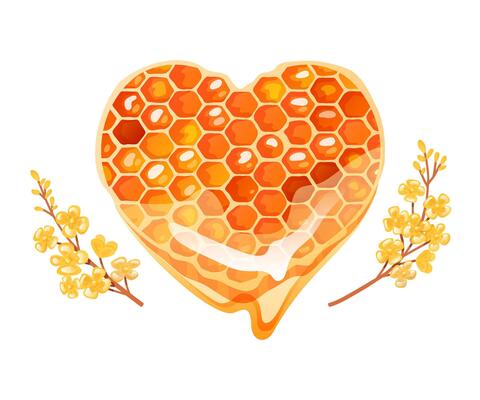 Heart-Shaped Honeycomb with Flowers