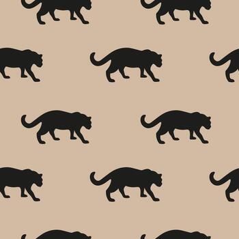 sin costura boho modelo con panteras, exótico motivo. mano dibujado ilustración. repitiendo antecedentes con selva animales de moda estilo para textil, envase, fondo, tarjeta, decoración, imprimir, papel vector