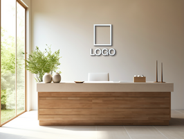 Logo mockup sign mockup design brand identity mockup company logo reception logo mockup branding psd