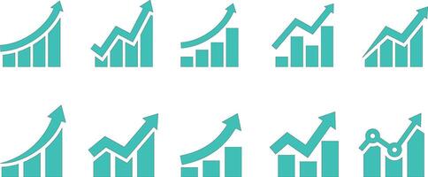 growing graphic chart icon set of 10 design element vector