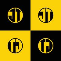 Simple JT and TJ Letter Circle Logo Set, suitable for business with JT and TJ initials vector