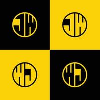 Simple JW and WJ Letter Circle Logo Set, suitable for business with JW and WJ initials vector