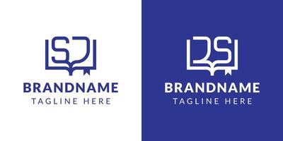 Letters SJ and JS Book Logo, suitable for business related to book with SJ or JS initials vector
