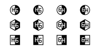 Letters HG and GH Positive and Negative Logo Set, suitable for any business vector