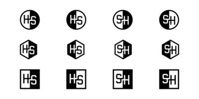 Letters HS and SH Positive and Negative Logo Set, suitable for any business vector