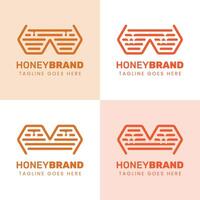 Initial M and W Honey Logo Set, Perfect for Beekeeping and Honey Producers vector