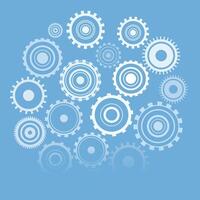 Abstract techno gear background with geometric colorful gear wheels. Space for gear text. gears modern mechanism industrial concept. Technology gears background. Gears illustration vector