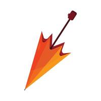An orange closed umbrella. Flat illustration. Autumn weather. vector