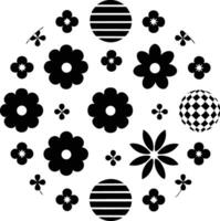 retro pattern illustration black and white vector