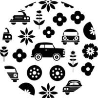 retro pattern illustration black and white vector