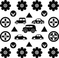 retro pattern illustration black and white vector