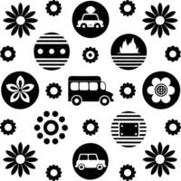 retro pattern illustration black and white vector