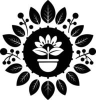 Charming Botanicals illustration black and white vector