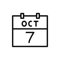 7 October Date Icon for Calendars, Important Dates, and Event Reminders Graphics vector