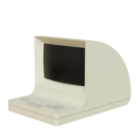 Vintage white Desktop PC with keyboard on transparent background. 3D rendering png