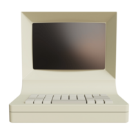 Vintage white Desktop PC with keyboard on transparent background. 3D rendering png