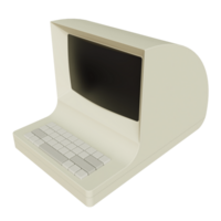 Vintage white Desktop PC with keyboard on transparent background. 3D rendering png