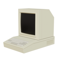 Vintage white Desktop PC with keyboard on transparent background. 3D rendering png