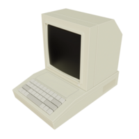 Vintage white Desktop PC with keyboard on transparent background. 3D rendering png