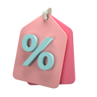3d render of a price tag icon on transparent background png