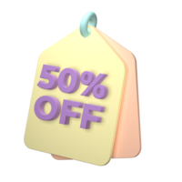 3d render of a price tag icon on transparent background png