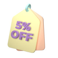 3d render of a price tag icon on transparent background png