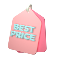3d render of a price tag icon on transparent background png