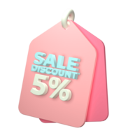 3d render of a price tag icon on transparent background png