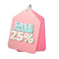 3d render of a price tag icon on transparent background png