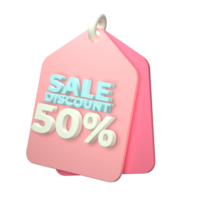 3d render of a price tag icon on transparent background png
