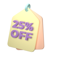 3d render of a price tag icon on transparent background png
