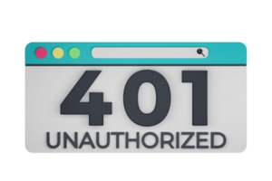 HTTP Four Hundred One Unauthorized Status Code with Transparent Background 3d Illustration png