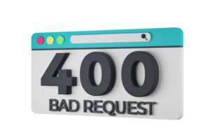 HTTP Four Hundred Bad Request Status Code with Transparent Background 3d Illustration png