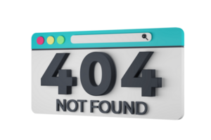 HTTP Four Hundred Four Not Found Status Code with Transparent Background 3d Illustration png