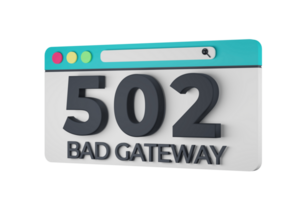 HTTP Five Hundred Two Bad Gateway Status Code with Transparent Background 3d Illustration png
