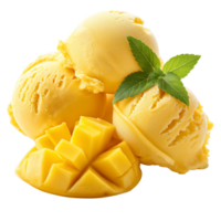 Mango ice cream with Mango and slices transparent background png