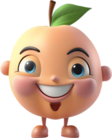 Adorable cartoon peach with a joyful, rosy-cheeked smile. AI-generated. png