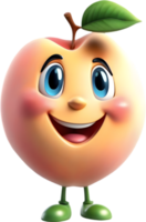 Adorable cartoon peach with a joyful, rosy-cheeked smile. AI-generated. png