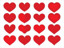 Love heart different shapes set, hearts in various shapes . vector