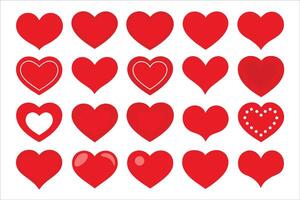 Love heart different shapes set, hearts in various shapes . vector