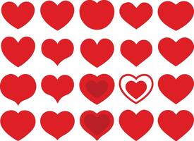Various heart shapes design, set of hearts illustration. vector