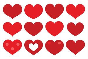 Love heart different shapes set, hearts in various shapes . vector