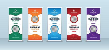 Modern business creative corporate roll up stand banner design with mockup template vector