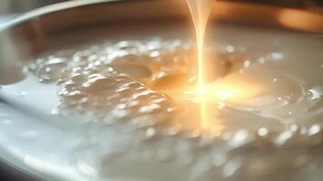 A macro shot of a yogurt makers heating element heating up the milk to the perfect temperature for making yogurt video